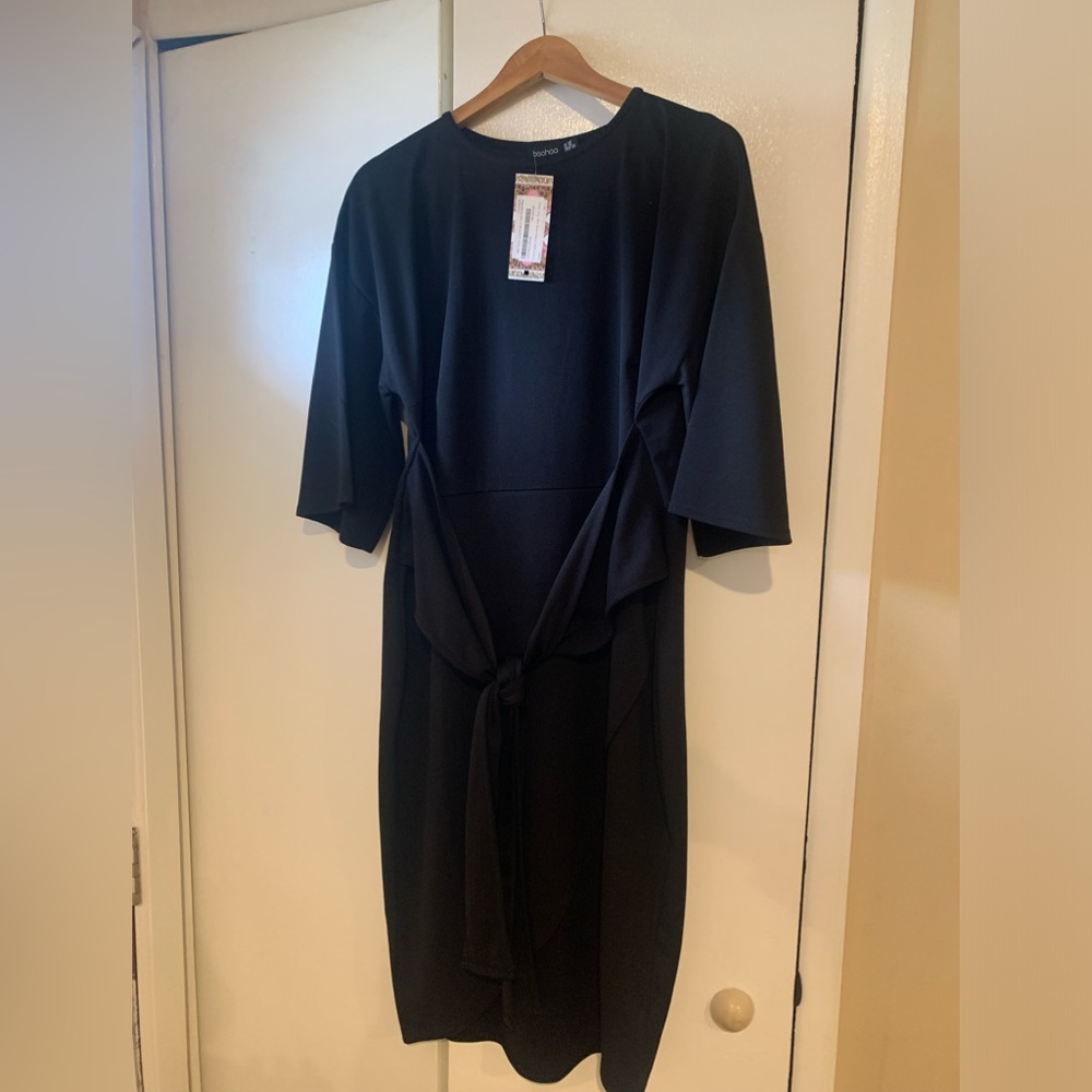 Black Midi Dress with belt